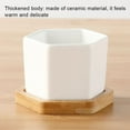 thumbnail image 5 of Succulent Pots,White Mini 2.8 inch Ceramic Flower Planter Pot with Bamboo Tray, Pack of 4 - Plants Not Included, 5 of 6