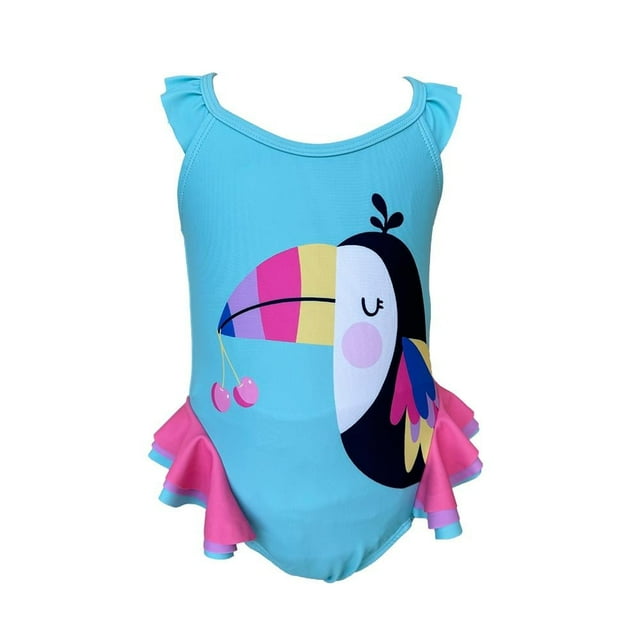 Traje De Baño Op Para Bebé Niña Talla 3 Completo Color Azul Diseño De Tucán