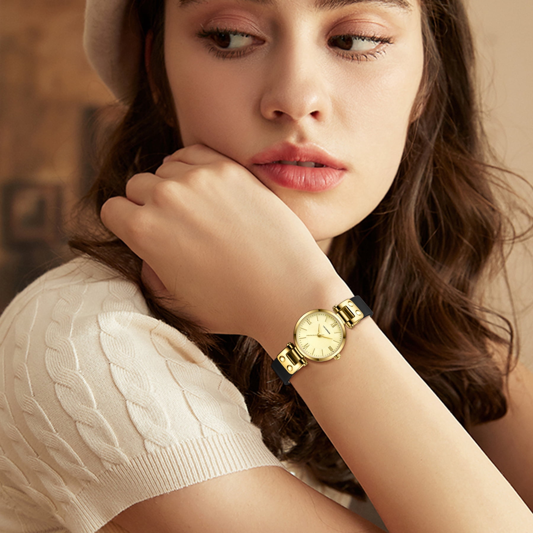Elegant Women's Quartz Watch with Roman Numerals & Leather Strap - Perfect for Casual and Office Wear