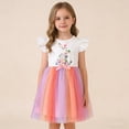 thumbnail image 2 of Girls' Easter Dress Funny Cute Floral Bunny Print Puff Short Sleeve Sash Skirts Lightweight Trendy Casual Comfy Outfits, 2 of 9