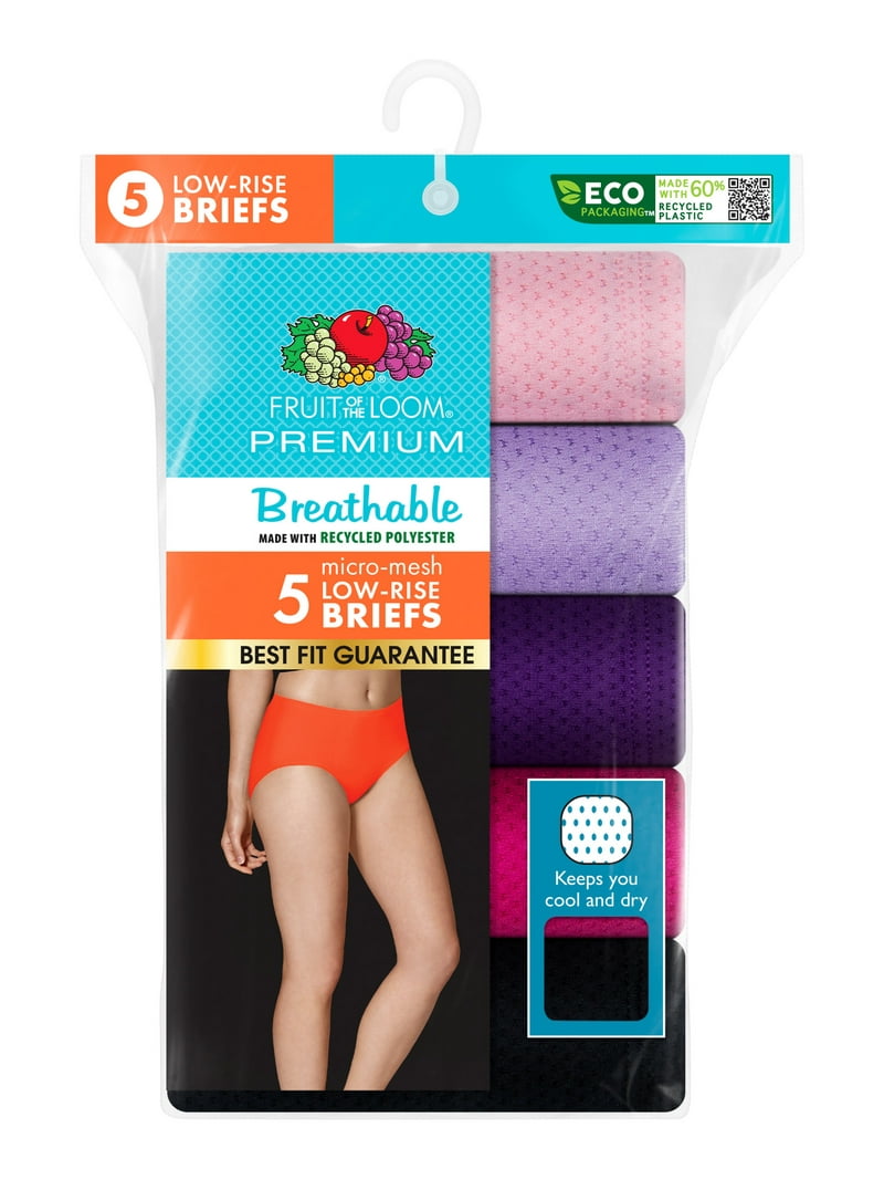Confezione Da 5 Mutande Donna Fruit Of The Loom – Vita Bassa, Tessuto Traspirante, Morbide E Senza Etichetta