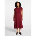 thumbnail image 2 of Time and Tru Women’s Cotton Knit Midi Dress with Dolman Sleeves, Sizes XS-XXXL, 2 of 5