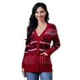 thumbnail image 2 of Women's Ugly Christmas Coat Button Down Open Front Pullover Holiday Long Sleeve Sweaters Red Winter and Fall, 2 of 9