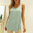thumbnail image 4 of Miluxas Summer Women's Lightweitght Breathable Loose Fit Tank Top Solid Sleeveless Curved Hem Casual T Shirts Army Green, 4 of 5
