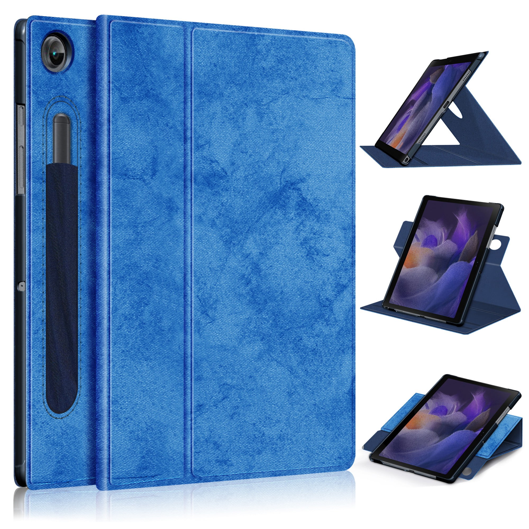 Galaxy Tab A8 (10.5") Case (SM-X200) - TECH CIRCLE Rotating Fold Stand Folio Case Protective PU Leather Flip with [Pencil Holder] for Samsung Galaxy Tab A8 10.5-Inch Android Tablet,Darkblue -