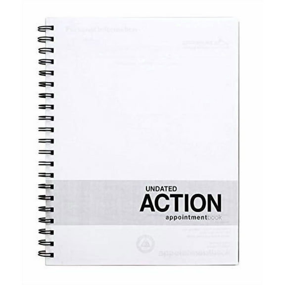 Action Appointment Book (8.5 x 11 inches) Undated 2 Page Weekly Spreads for Daily and Hourly Schedule Tracking