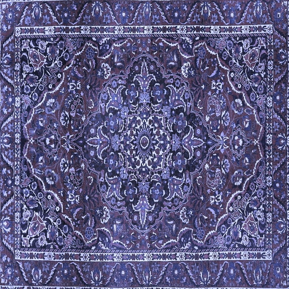 Ahgly Company Machine Washable Indoor Square Persian Blue Traditional Area Rugs, 7' Square