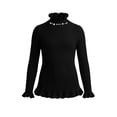 thumbnail image 5 of BLVB Girls Turtleneck Sweaters Pullover Toddler Baby Kids Ribbed Knit Ruffle Long Sleeve Jumper Tops Fall Winter Clothes(Black,12-13 Years), 5 of 8