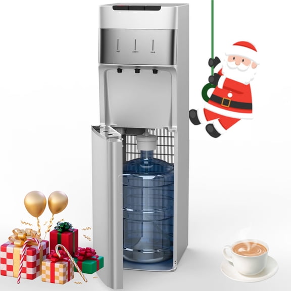 SOOPYK UV Self-Cleaning Water Cooler Dispenser for 3-5 Gallon Bottle Bottom Loading with 3 Temperature Settings Silver
