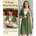 thumbnail image 3 of Ekouaer Labor and Delivery Gown for Hospital Short Sleeve Maternity Nursing Dress Nightgown with Button Army Green L, 3 of 5
