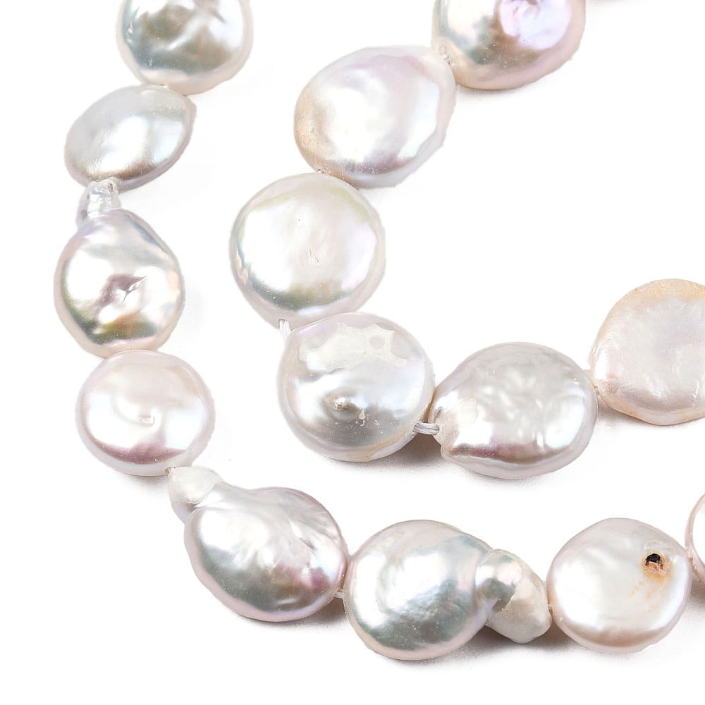 Natural Keshi Pearl Beads Strands Cultured Freshwater Pearl Flat Round Gainsboro 11~12.5x4~7mm Hole: 0.8mm about 30~33pcs/strand 15.28 inch~15.67 inch(38.8cm~39.8cm)