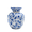 Beige-Blue, variant on Chinoiserie Red Floral Vine Ceramic Vase - Large Wavy Gold Rim Vase for Console Table Decor