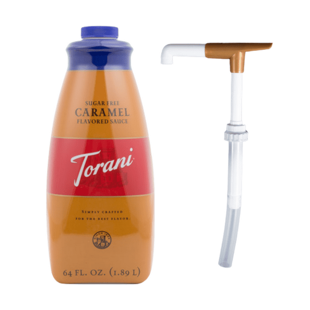 Torani Sugar-Free Caramel Flavoring Sauce 64 fl. oz. Bonus Squeeze Pump