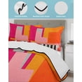 thumbnail image 4 of Pink Orange Full Size Down Alternative Comforter, Lightweight Comforter Quilt Bedding Set with Pillow Shams Geometric Modern Abstract Oil Painting All Seasons Bed Comforter Duvet Insert 78"x90", 4 of 7