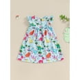 thumbnail image 4 of Nygoyerh Little Girls Summer Dress Toddler Girl Dinosaur Print Fly Sleeve Crew Neck A-line Dress Kids Casual Party Dress for Daily Vacation 1T 2T 3T 4T 5T 6T, 4 of 7