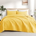 thumbnail image 3 of Whale Flotilla California King Size Quilt Set, Soft Ultrasonic 104x112 Inch Bedding Set, Lightweight Bedspread Coverlet with Vintage Pattern, Reversible Bed Cover for All Seasons,Yellow, 3 of 12
