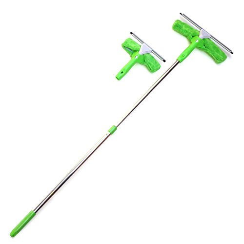 NEW TELESCOPIC 5 PIECE WINDOW CLEANING CLEANER KIT WIPE SQUEEGEE TILES