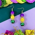 thumbnail image 2 of Mardi Gras Earrings, Lightweight Beads Mardi Gras Earrings for Women, Mardi Gras Accessories for Mardi Gras Outfits, 2 of 5