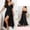 #059-Black, variant on Women's V-Neck Slip Nightgown, Solid Color with Lace Trim, Sheer Mesh Backless and Side Slit Design, Sleepwear and Loungewear for Bedroom, Home, and Romantic Occasions