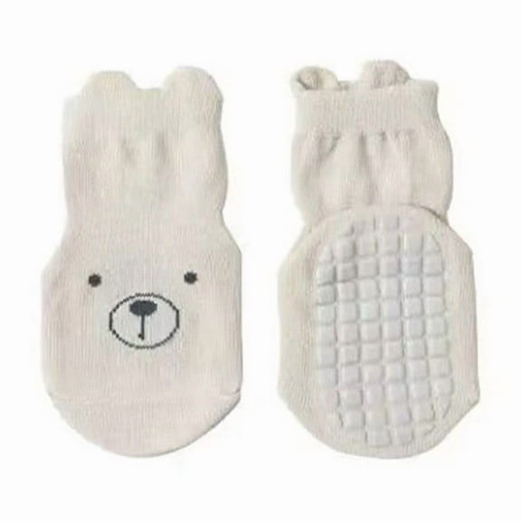 Glisme Baby Socks Slip Floor Socks For Infants Autumn Indoor Walking Socks Thermal Insulation Socks Medium Calf Non Compression Cartoon Cute Beige