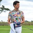 thumbnail image 3 of Honeii Colored Casino Chips print Polo Shirt, a classic short-sleeved, button-down golf shirt designed for menSmall, 3 of 6