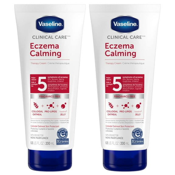 Vaseline Eczema Calming Hand & Body Cream Lotion For Dry Skin - Unscented Clinical Care Cream Body Lotion With Colloidal Oatmeal Skin Protectant, Pro-Lipids Jelly, 6.8 Oz Ea (Pack Of 2).
