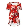 thumbnail image 5 of Camiseta Impresa con Cuello en V de Manga de Raglan de la Parte Trasera Larga Delantera Corta de las Mujeres de Navidad, Vacaciones Informales, 5 of 5