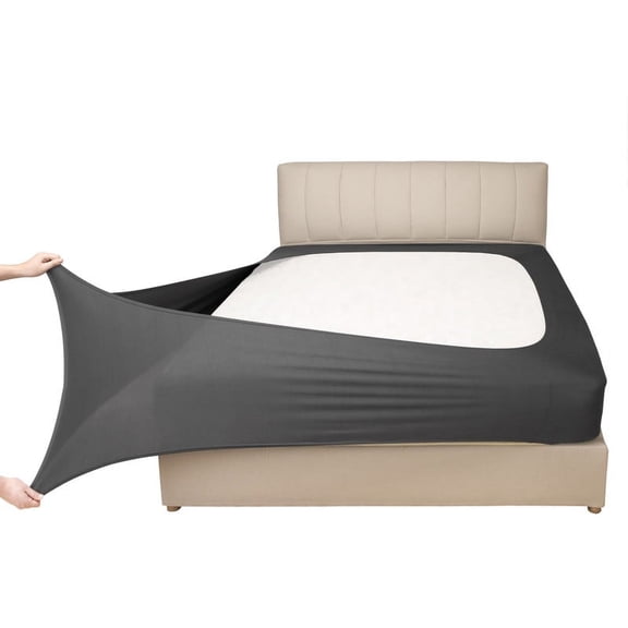 Mrs Awesome Stretch Jersey Knit Box Spring Cover Wrap Around Bed Skirt, Ultra Soft & Wrinkle Free, Queen/Queen XL, Dark Gray