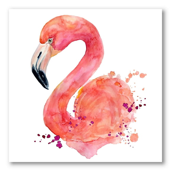 Abstract Portrait of Pink Flamingo I 16 in x 16 in Painting Canvas Art Print, by Designart