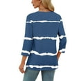 thumbnail image 3 of fatyb 3/4 Length Sleeve Tops for Women Striped Crew Neck Casual Tshirts Print Womens Loose Blouses Tee, 3 of 9