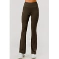 thumbnail image 2 of High Waist Soft Brushed Stretch Knit Flare Pants - Chocolate Brown, 2 of 10