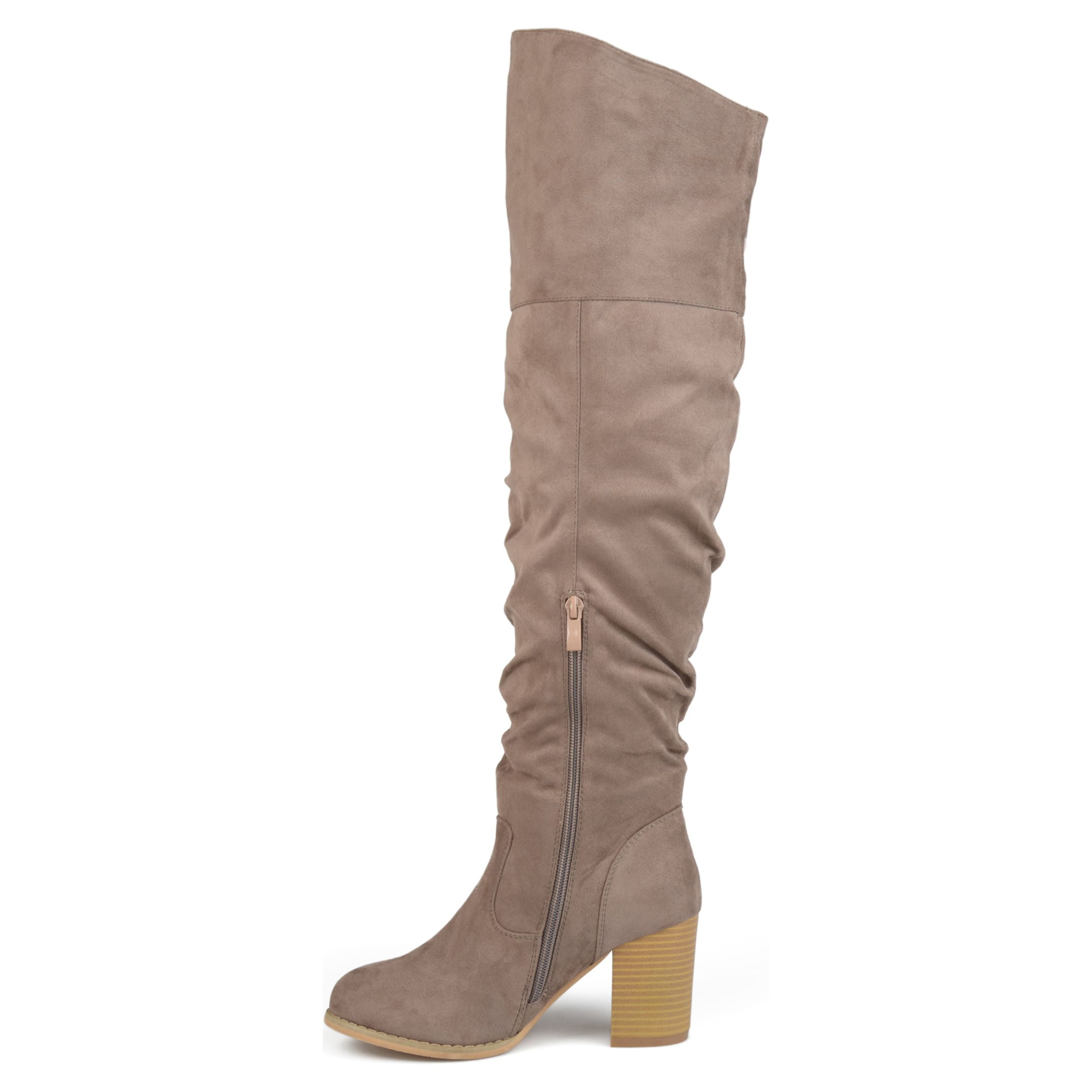 Journee Womens Kaison Extra Wide Calf Stacked Heel Over The Knee Boots