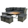 thumbnail image 3 of Hommoo 9 Piece Patio Furniture Set Outdoor Wicker Rattan Conversation Sectional Sofa Set with Foldable Table and Ottomans, Dark Gray, 3 of 9