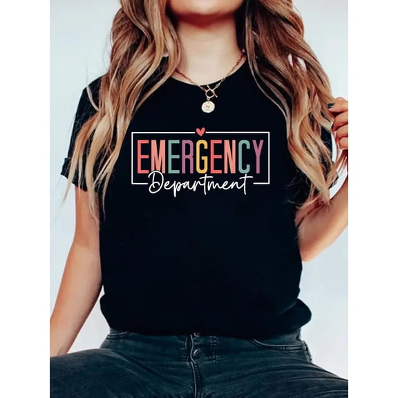 Emergency Department Emergency Room ER Nurse Healthcare T-Shirt Graphic Tee summer Tops For Women Round Neck Fashion Cotton shirts