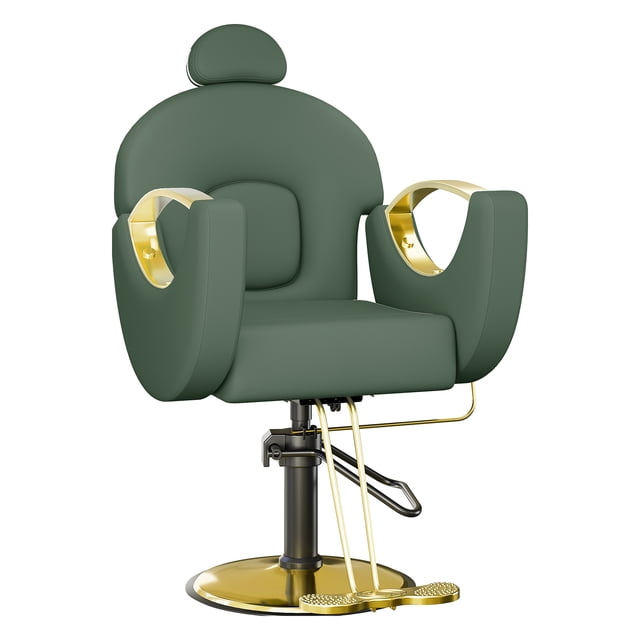 Gaderth Chaise de Barbier, Chaise de Salon Inclinable pour Coiffeur, Chaise Pivotante à 360°, Chaise de Coiffeur avec Pompe Hydraulique, Repose-Pieds, Appui-Tête Réglable et Dossier Inclinable, Fauteuil de Spa pour Spa à Domicile Shampooing