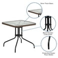 thumbnail image 5 of Flash Furniture 28'' Square Tempered Glass Metal Table with Dark Brown Rattan Edging, 5 of 6