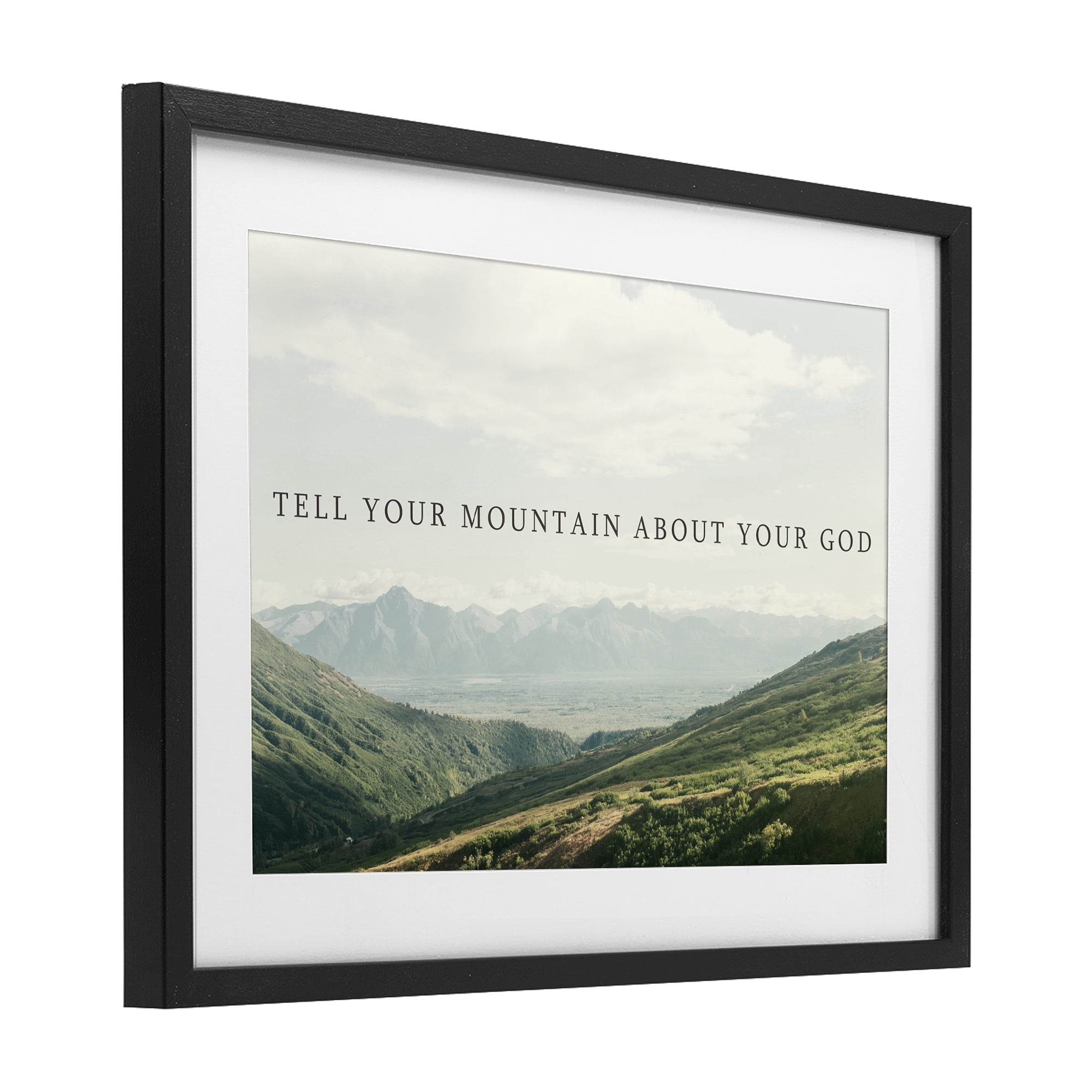 Stupell Industries Tell Your Mountain About God Black Framed Print Under Glass, design by Kali Wilson