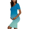 thumbnail image 6 of Frwgonr Women's Maternity Dresses Blue Short Sleeve Maternity Dress Ruched Pregnancy Clothes S-XL, 6 of 6