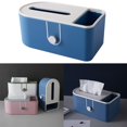 thumbnail image 2 of Caja de pañuelos rectangular de plástico con tapa y control remoto Azul, 2 of 8