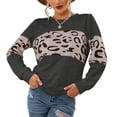 thumbnail image 1 of Blusa Manga Larga Cuello Redondo Jersey Estampado Casual Básico Top De Moda Para Mujer Gris Oscuro L, 1 of 6