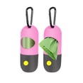 thumbnail image 1 of Dispensador de bolsas para excrementos de perro, paquete de 2 con linterna LED y bolsas, color rosa, 1 of 7