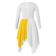 thumbnail image 4 of TiaoBug Girls Metallic Lyrical Dance Dress Long Sleeve Irregular Tunic Dress Performance Dancewear Yellow 4, 4 of 7