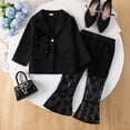 thumbnail image 2 of Toddler Baby Girl Fall Outfit Long Sleeve Letter Pullover Sweatshirt Pants Outfits 6-12 Months 12-24 Months 2t 3t 4t 5t 6t 7t 8t 9t Children Black 4-5 Years, 2 of 7