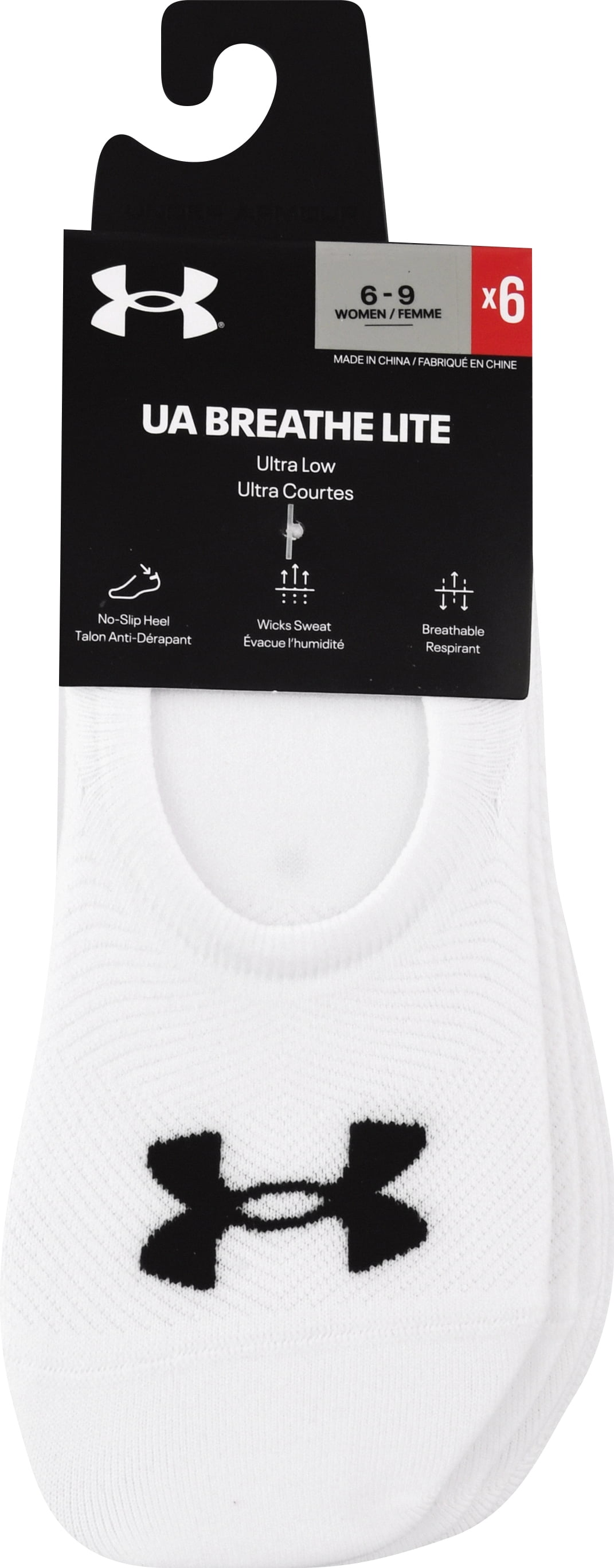 Under Armour Womens Breathe Lite Ultra Low Socks, Multipairs 6 White 6 ...