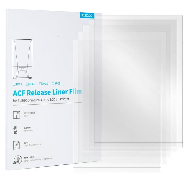 Impresora ACF Release Liner Film ELEGOO Saturn 3 Ultra 3D, 5 unidades