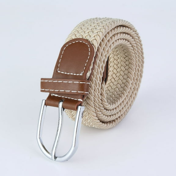 Janrevotw 1 Piece Stretchy Woven Belt Casual Pin Buckle Women'S Canvas Trouser Belt Men'S Elastic Belt 105cm (Beige)