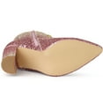 thumbnail image 5 of Unique Bargains Women's Glitter Pointed Toe Block Heel Ankle Boots Pink Silver 9, 5 of 6