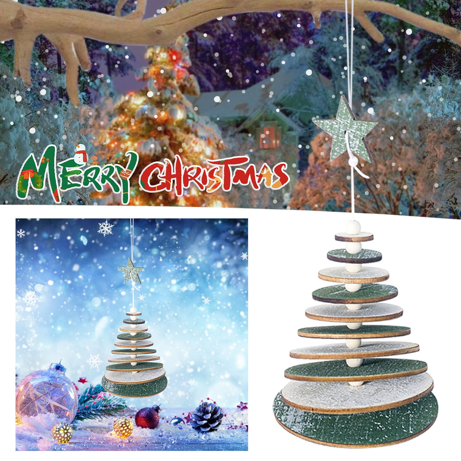 4 Multilayered Round Beaded Christmas Tree Ornaments