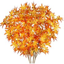 4Pcs Artificial Maple Leaves Branches Fake Fall Leaves Stems Maple Leaves Shrubs Autumn Leaf Bushes Faux Silk Foliage for Home Kitchen Thanksgiving Table Centerpieces Festival Decor (Red)