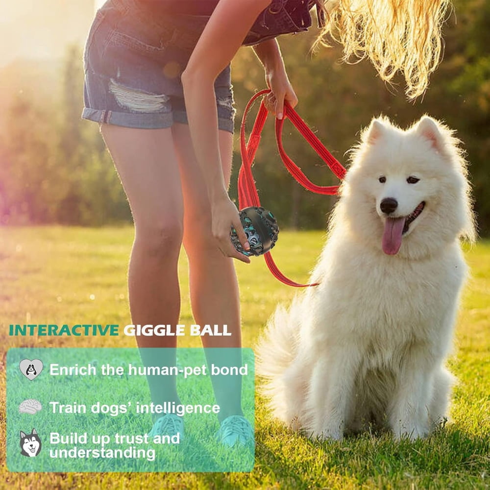 Dog Toy Ball for Aggressive Chewers, Interactive Fetch Dog Ball with Fun Squeaky Wobble Giggle Sound, Durable for Small Medium Large Dogs, Non-Toxic Rubber Pet Chew Toys